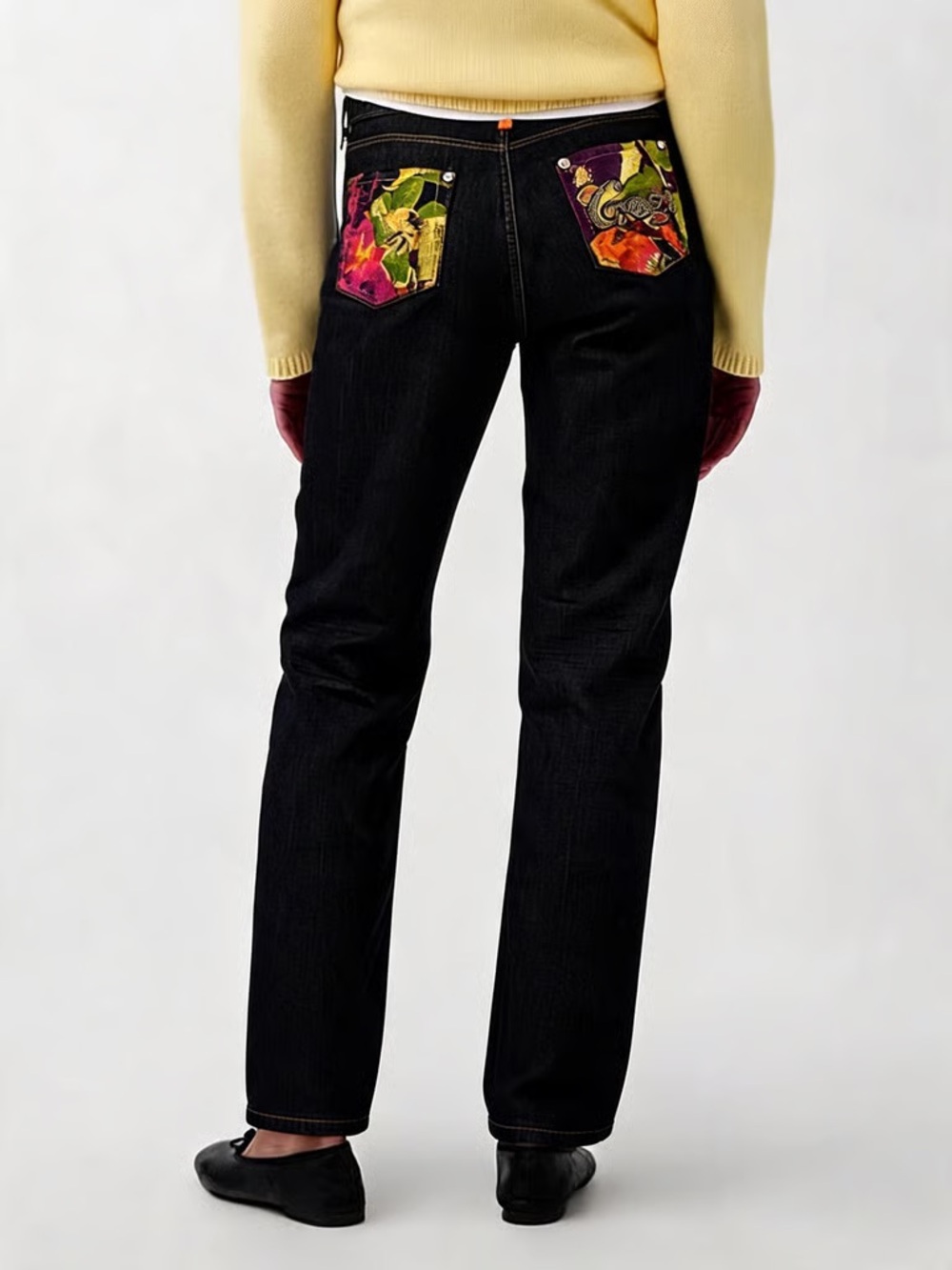 COOGI | Vintage Y2K Black Straight Leg Jeans with Multicolor Pocket Trim Sz 12